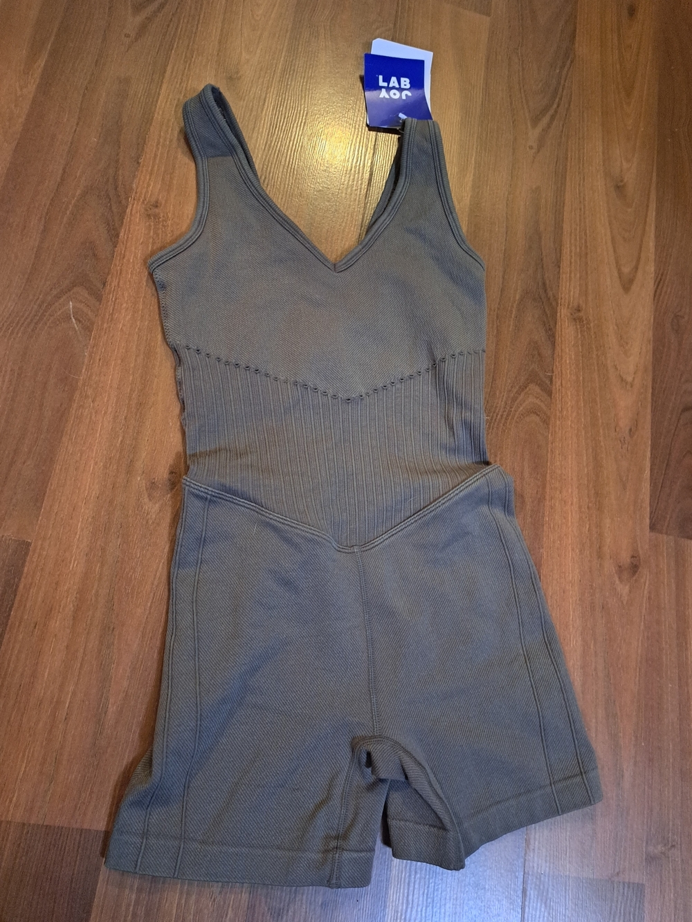 JoyLab Brown Ribbed Sleeveless Romper